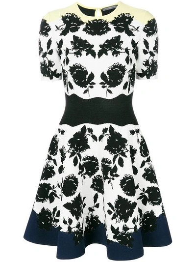 Shop Alexander Mcqueen Floral Knit Dress - White