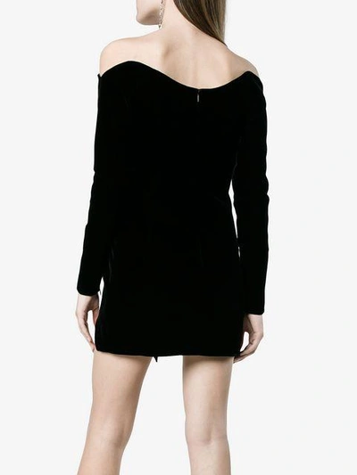 Shop Saint Laurent Cut Out Velvet Mini Dress In Black