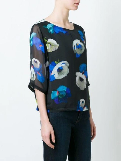 Shop Minimarket Suffix Floral Silk Blouse In Black