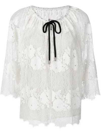 Shop Antonio Marras Lace Drawstring Blouse - White