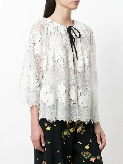 Shop Antonio Marras Lace Drawstring Blouse - White