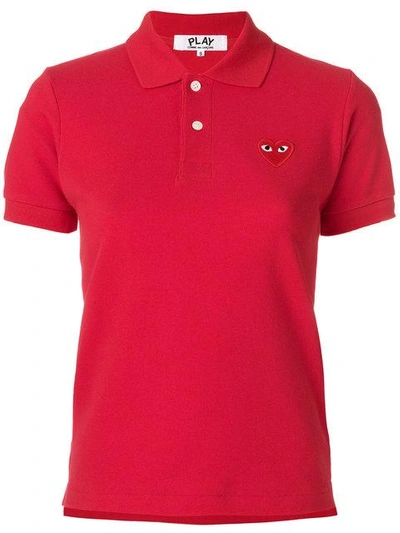 Shop Comme Des Garçons Play Poloshirt Mit Herz-patch In Red
