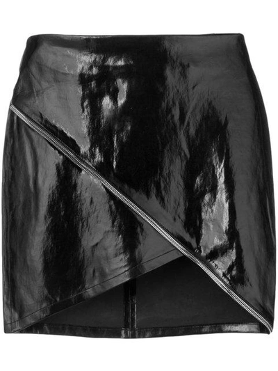 Shop Rta Asymmetric Mini Skirt With Zip Detail - Black