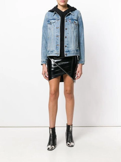Shop Rta Asymmetric Mini Skirt With Zip Detail - Black
