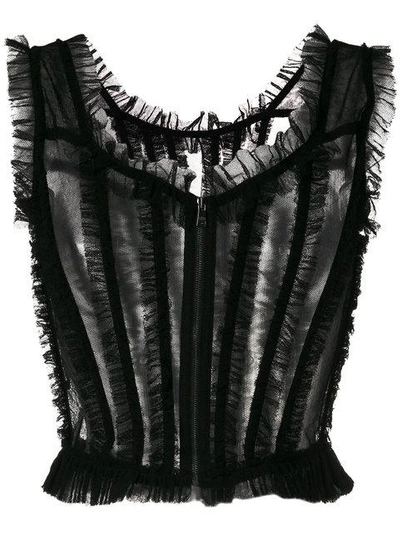 Shop Dolce & Gabbana Fringed Bustier Top In Black