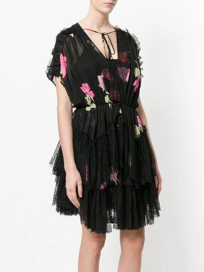 Shop Amen Floral Print Sheer Dress In Black