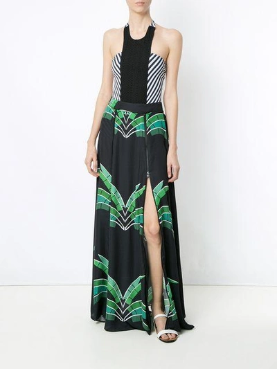 Shop Amir Slama Tropical Print Maxi Skirt In Black