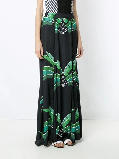 Shop Amir Slama Tropical Print Maxi Skirt In Black