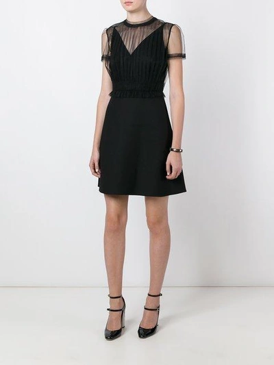 Shop Valentino Sheer Panel Dress - Black