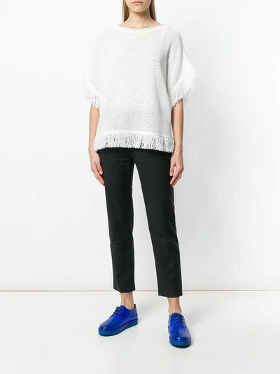 Shop Issey Miyake Frayed Sweater - White