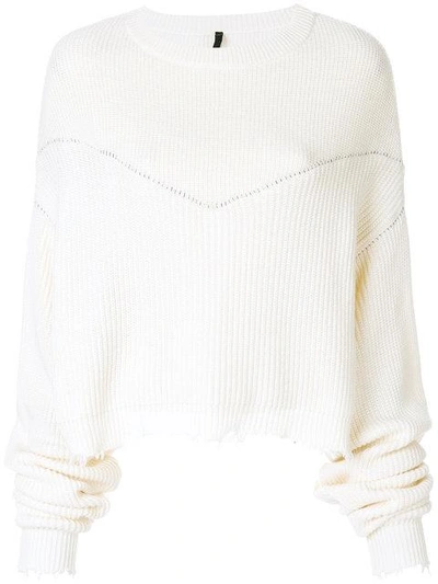 Shop Ben Taverniti Unravel Project Unravel Project Frayed Ribbed Sweater - Neutrals
