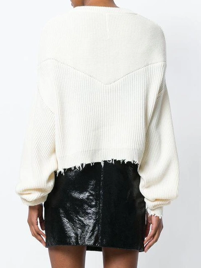 Shop Ben Taverniti Unravel Project Unravel Project Frayed Ribbed Sweater - Neutrals
