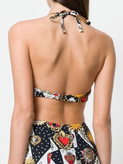 Shop Dolce & Gabbana Push-up Printed Bikini Top In Black