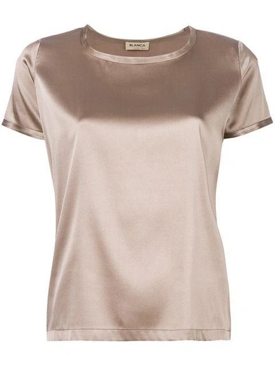 Shop Blanca Metallic Short-sleeve Top - Brown