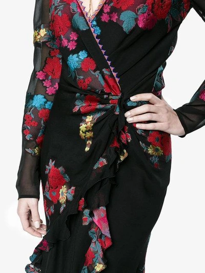 Shop Etro Deep-v Floral Wrap Dress - Black