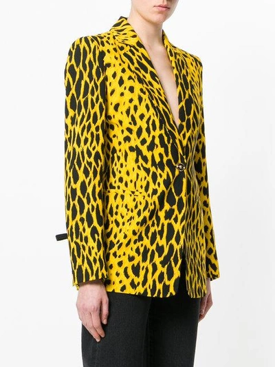 Shop Versace Animal Print Blazer - Yellow