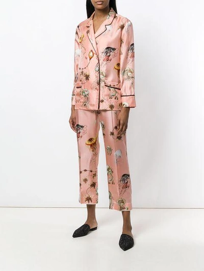 Shop F.r.s For Restless Sleepers Jellyfish Print Cropped Trousers In Pink