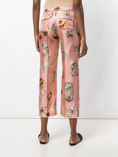 Shop F.r.s For Restless Sleepers Jellyfish Print Cropped Trousers In Pink