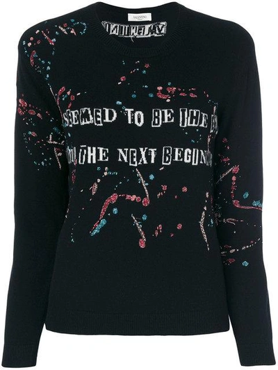 Shop Valentino Slogan Printed Sweatshirt In Black