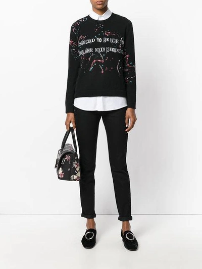 Shop Valentino Slogan Printed Sweatshirt In Black