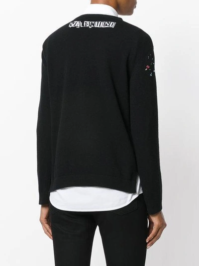 Shop Valentino Slogan Printed Sweatshirt In Black