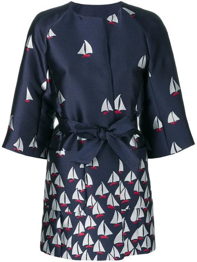 Shop Talbot Runhof Sailboat Jacquard Coat In Blue