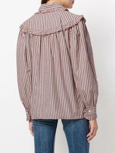 Shop Alexa Chung Striped Button Shirt In 1013 Pink/khaki