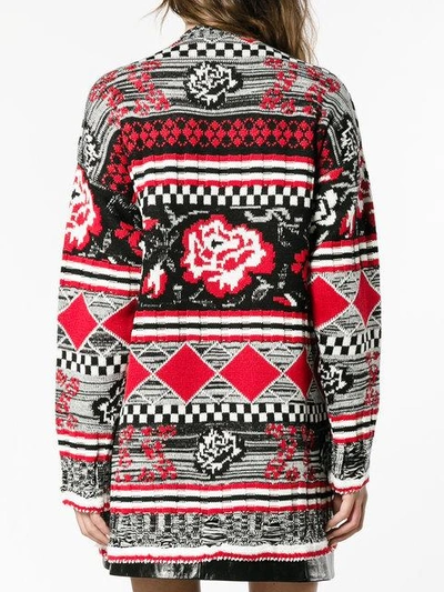 Msgm Oversized Intarsia Wool-blend Sweater In Red