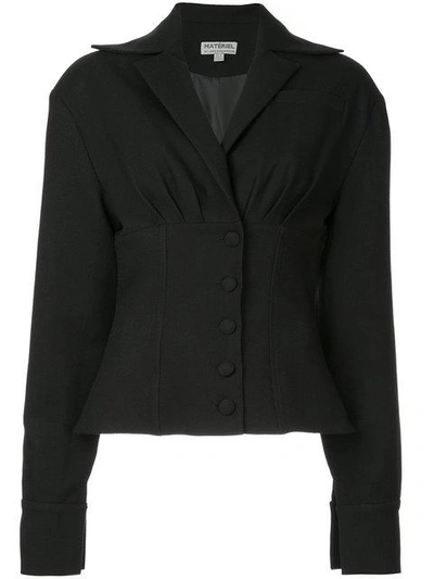 Shop Materiel Matériel Pleated Fitted Blazer - Black