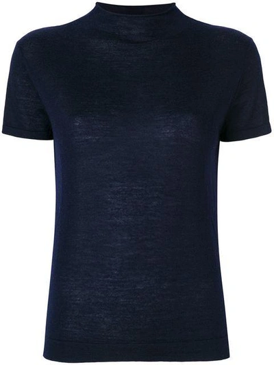 Shop N•peal Superfine Mock Neck T-shirt In Blue