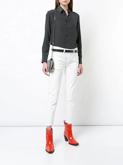 Shop Moussy Cropped Raw Hem Skinny Jeans In White