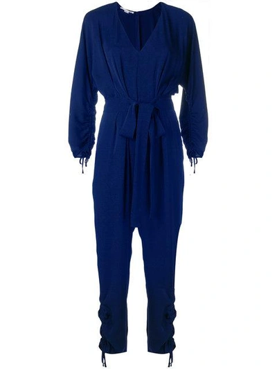 Shop Stella Mccartney Plunge Neck Jumpsuit In Blue