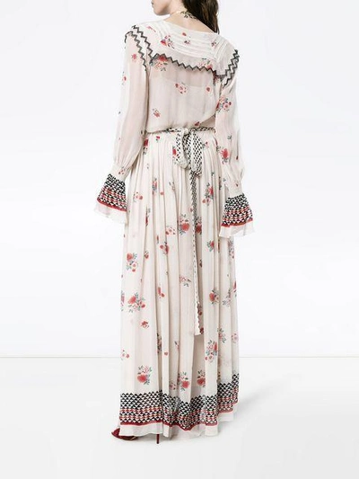 Shop Philosophy Di Lorenzo Serafini V-neck Floral Print Pleated Dress In Neutrals