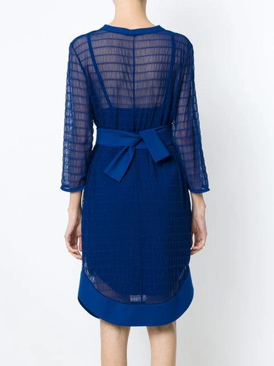 Shop Gloria Coelho Tulle Belted Dress In Blue
