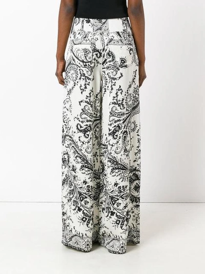 Shop Etro Printed Wide Leg Trousers In Black