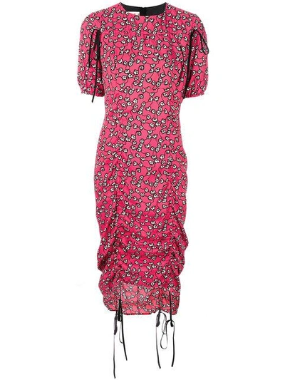 Shop Marni Ruched Detail Floral Dress - Multicolour