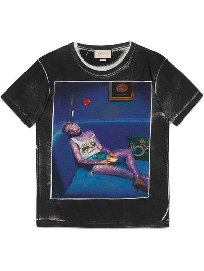 Shop Gucci Ignasi Monreal Print T-shirt - Black
