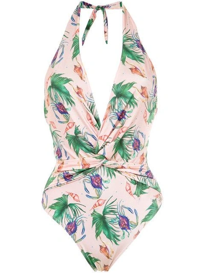 Shop Brigitte 'aline' Printed Swimsuit In Pink