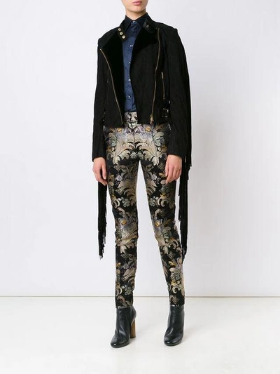 Polo Ralph Lauren Ralph Lauren Fringed Biker Jacket - Black In Black