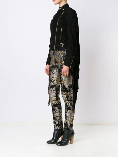Polo Ralph Lauren Ralph Lauren Fringed Biker Jacket - Black In Black