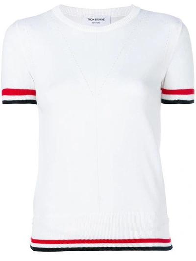 Shop Thom Browne Contrast Trim T-shirt In White