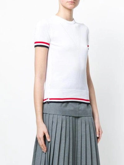 Shop Thom Browne Contrast Trim T-shirt In White