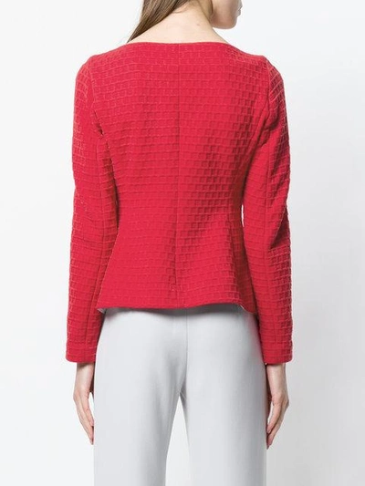 Shop Emporio Armani Textured Collarless Jacket In Red