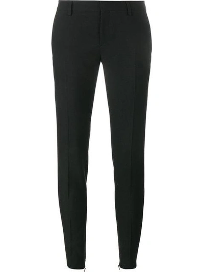 Shop Saint Laurent Gabardine Skinny Trousers In Black