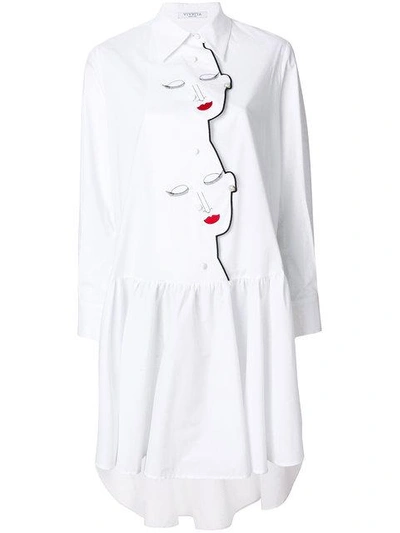 Shop Vivetta Asymetric Collared Longsleeved Shirt Dress - White