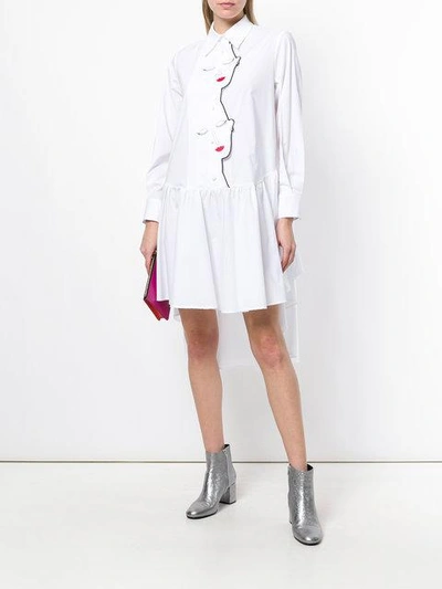 Shop Vivetta Asymetric Collared Longsleeved Shirt Dress - White