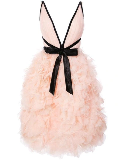 Shop Marchesa Roses Cocktail Dress In Pink