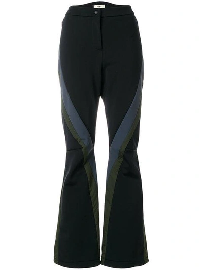 Shop Fendi Flared Colour-block Trousers - Black