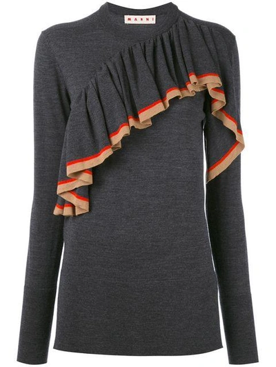 Shop Marni Knitted Jersey Ruffle Top