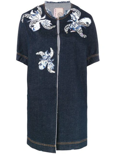 Shop Antonio Marras Floral Motif Patches Denim Jacket - Blue